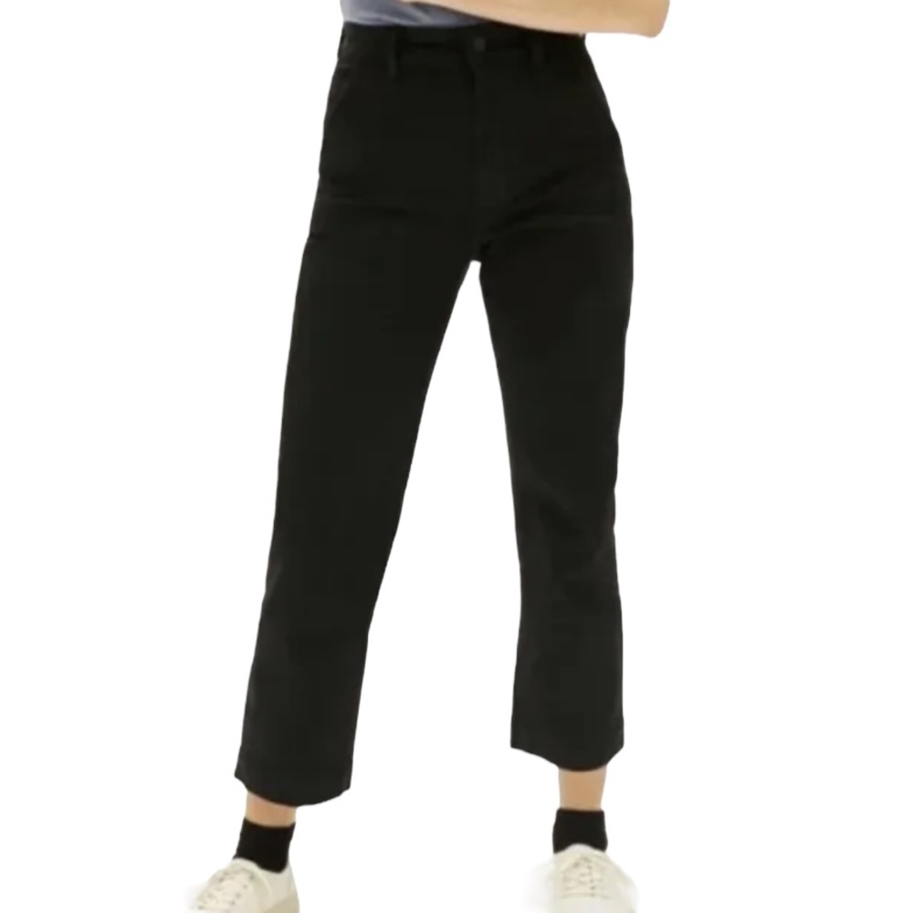Womens Everlane black high-rise cropped straight jeans Sz 32 regular